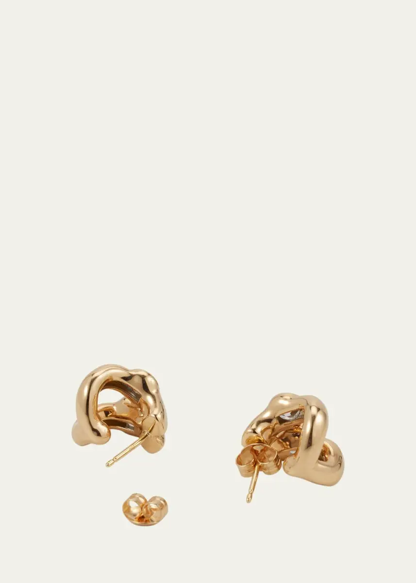 Uniform Object Twin Tusk 18K Yellow Gold Huggie Earrings With Asscher-Cut And Round Stones | Thumbnail 4 Uniform Object Twin Tusk 18K Yellow Gold Huggie Earrings With Asscher-Cut And Round Stones | Thumbnail 4