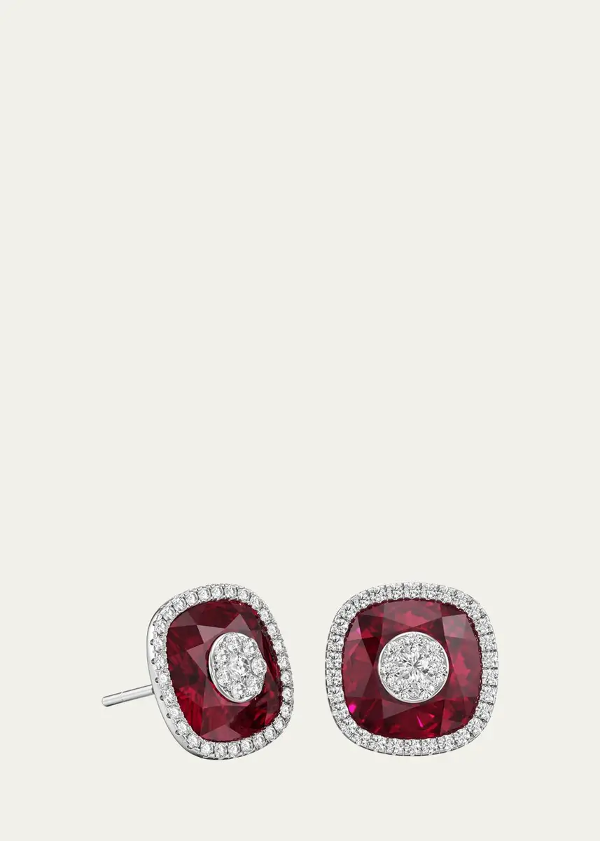 Bhansali 18K White Gold 10mm Cushion-Cut Fusion Stud Earrings with Diamonds | Thumbnail 2 Bhansali 18K White Gold 10mm Cushion-Cut Fusion Stud Earrings with Diamonds | Thumbnail 2