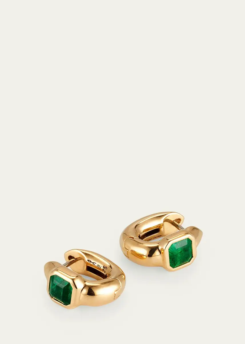 Uniform Object 18K Yellow Gold Tusk Huggie Earrings With Asscher-Cut Stones | Thumbnail 3 Uniform Object 18K Yellow Gold Tusk Huggie Earrings With Asscher-Cut Stones | Thumbnail 3