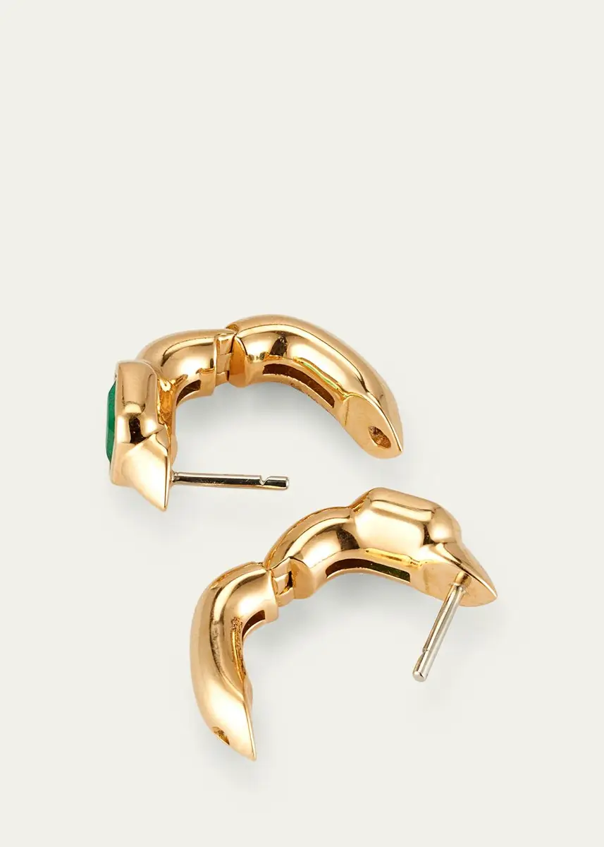 Uniform Object 18K Yellow Gold Tusk Huggie Earrings With Asscher-Cut Stones | Thumbnail 4 Uniform Object 18K Yellow Gold Tusk Huggie Earrings With Asscher-Cut Stones | Thumbnail 4