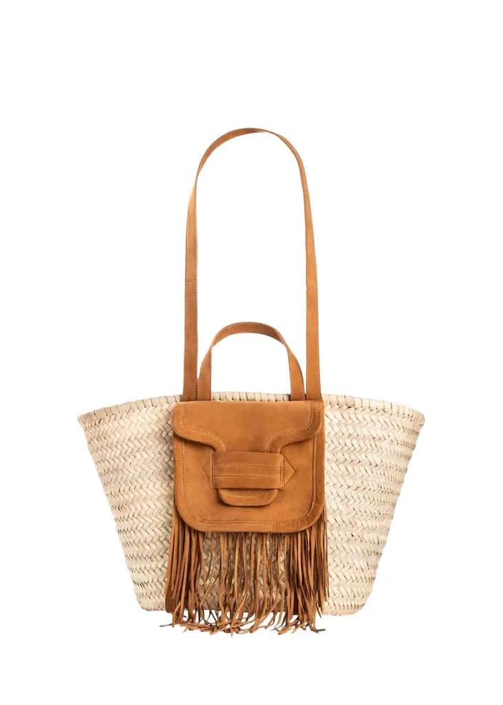PIERRE HARDY Alha Fringe Raffia and Suede Tote Bag
