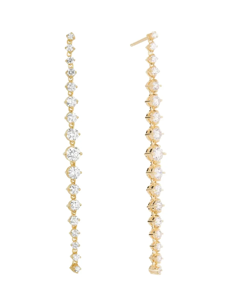 14K Yellow Gold Flawless Linear Moveable Diamond Earrings 14K Yellow Gold Flawless Linear Moveable Diamond Earrings