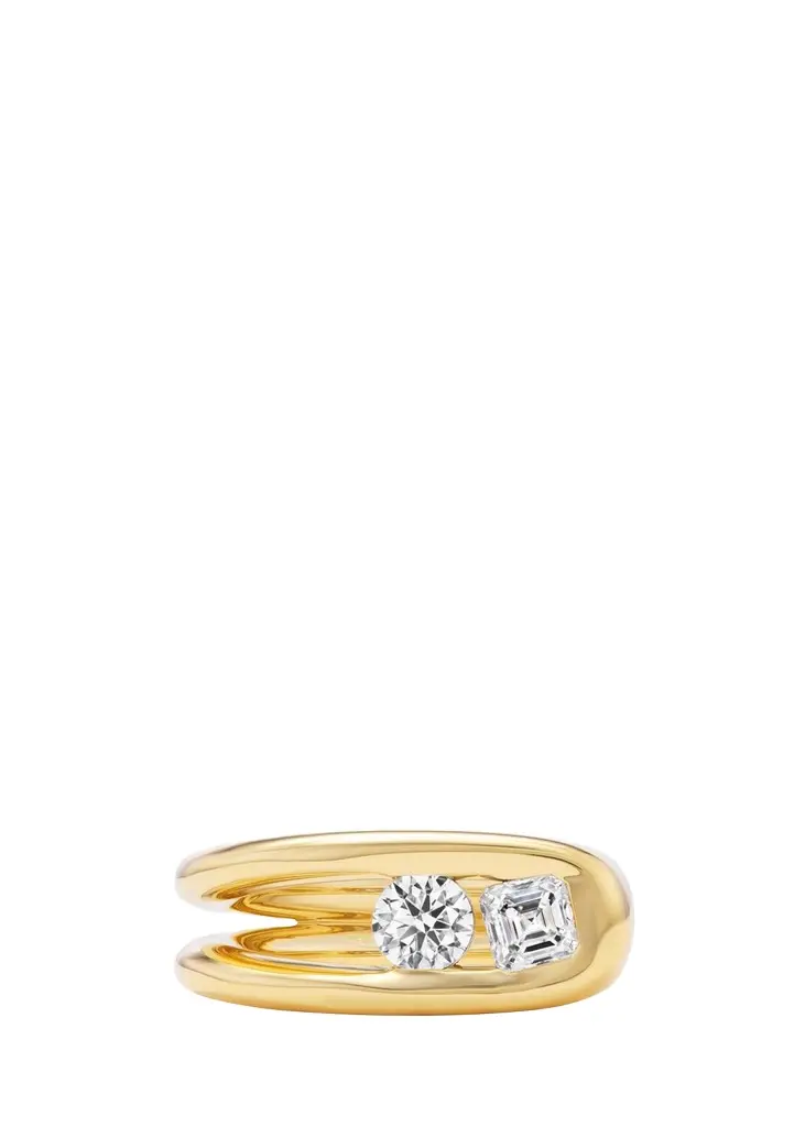 Uniform Object 18K Yellow Gold Impact Diamond Ring