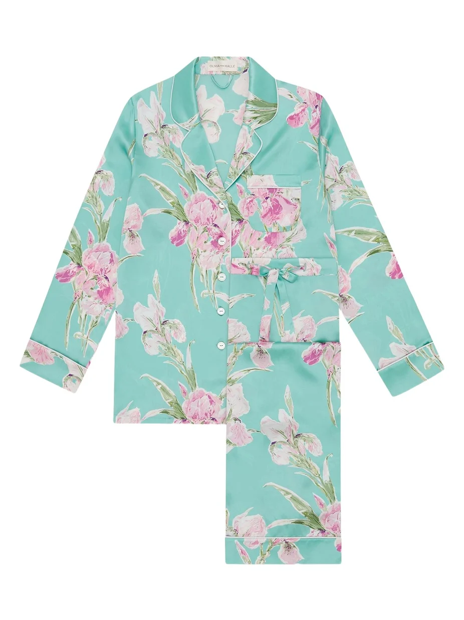 Lila Abalone Floral-Print Silk Pajama Set Lila Abalone Floral-Print Silk Pajama Set