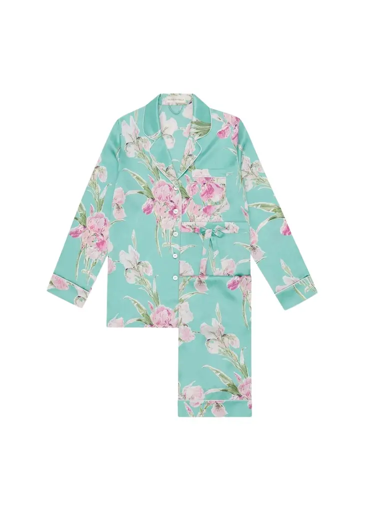 Olivia von Halle Lila Abalone Floral-Print Silk Pajama Set