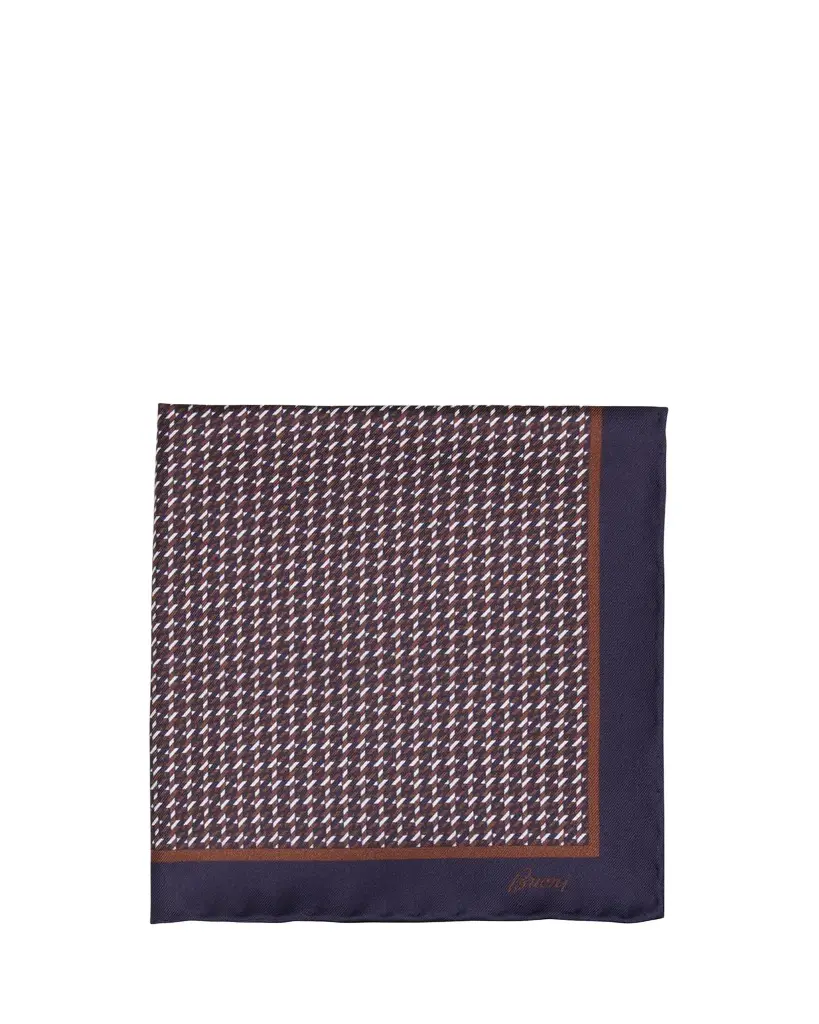 Brioni Men's Geometric Zig-Zag Silk Pocket Square