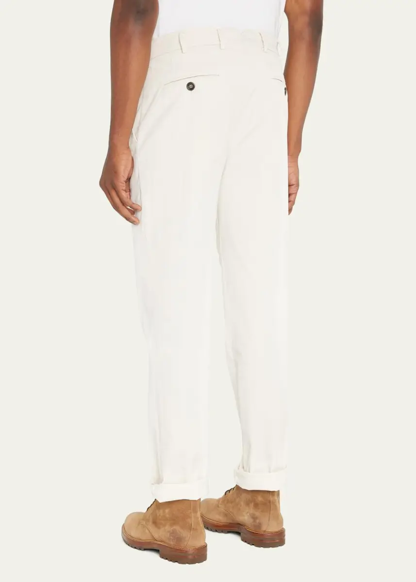 Brunello Cucinelli Men's American Pima Italian-Fit Chino Trousers | Thumbnail 11