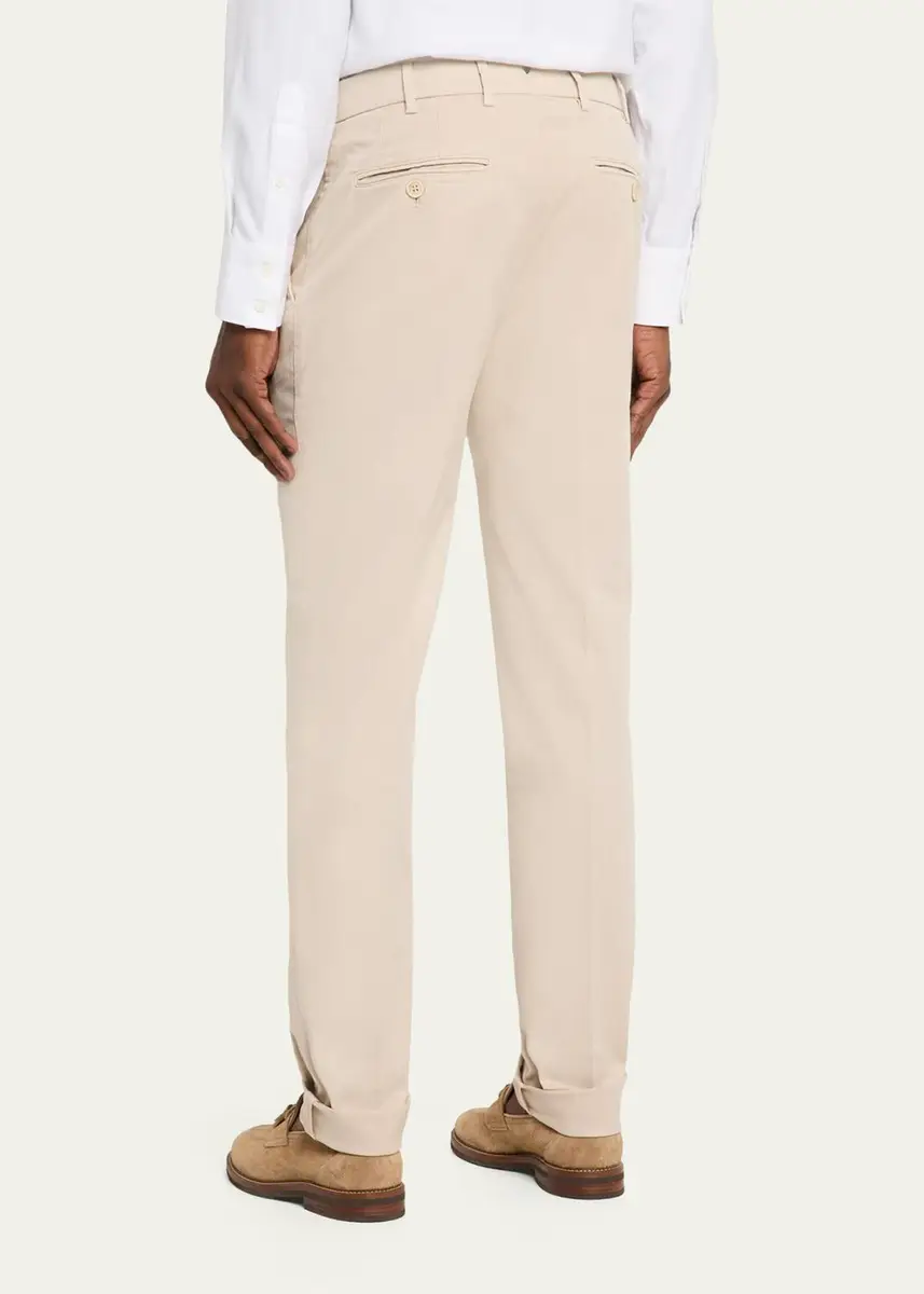 Brunello Cucinelli Men's American Pima Italian-Fit Chino Trousers | Thumbnail 15
