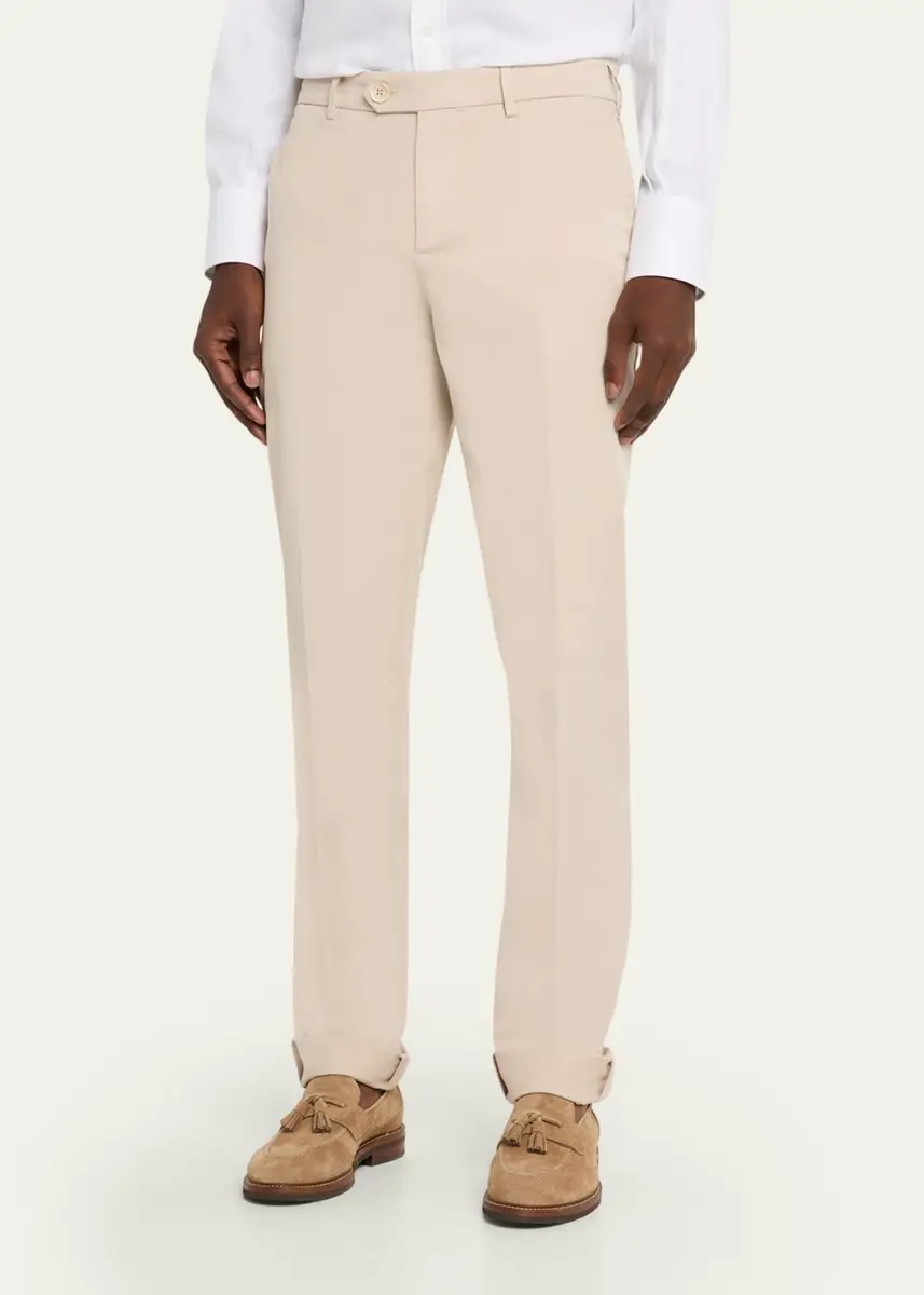 Brunello Cucinelli Men's American Pima Italian-Fit Chino Trousers | Thumbnail 16