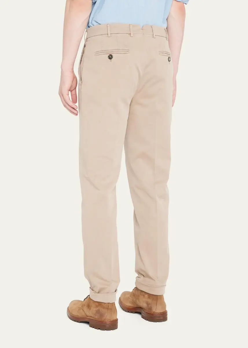Brunello Cucinelli Men's American Pima Italian-Fit Chino Trousers | Thumbnail 7