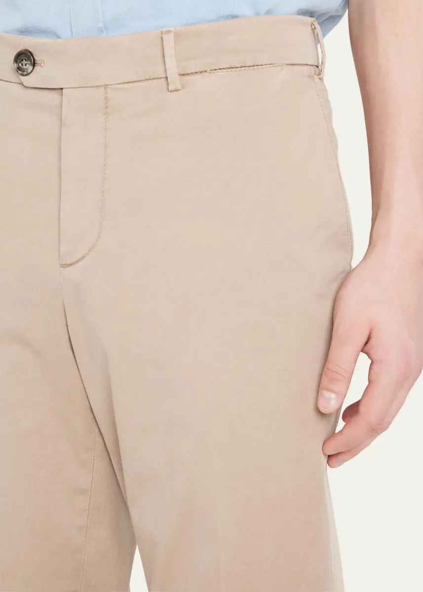 Brunello Cucinelli Men's American Pima Italian-Fit Chino Trousers | Thumbnail 9