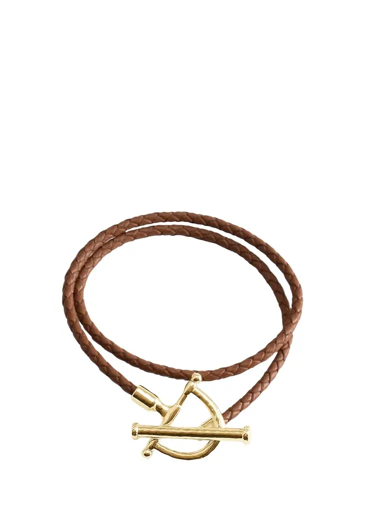 Cheval Leather Wrap Bracelet, Brown/Gold Cheval Leather Wrap Bracelet, Brown/Gold
