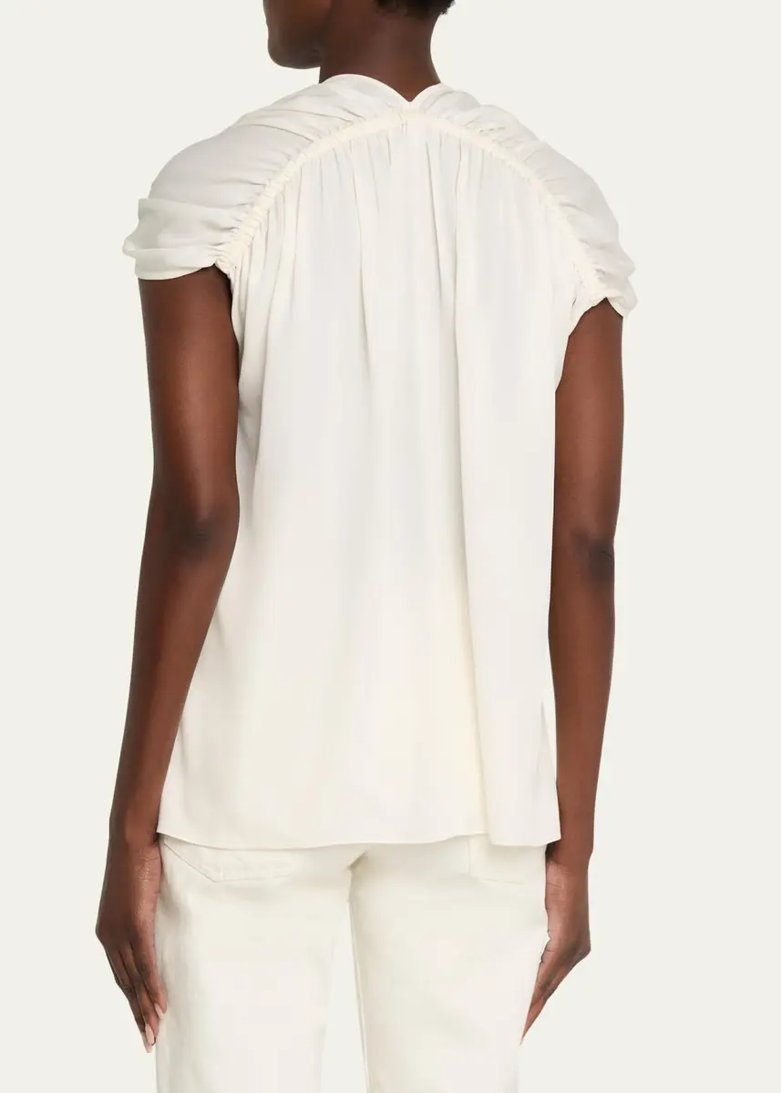 Vince Gathered Cap-Sleeve Silk-Blend Blouse | Thumbnail 3