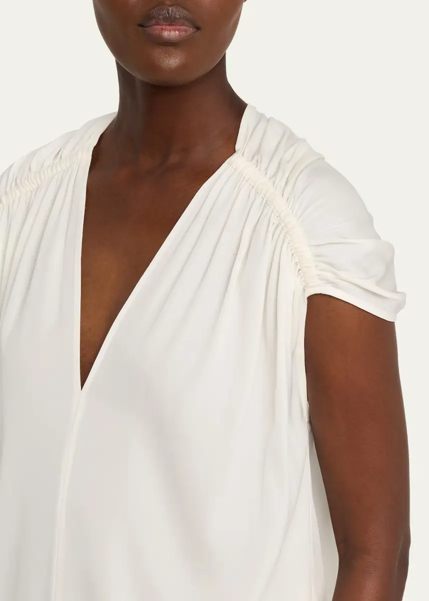 Vince Gathered Cap-Sleeve Silk-Blend Blouse | Thumbnail 5