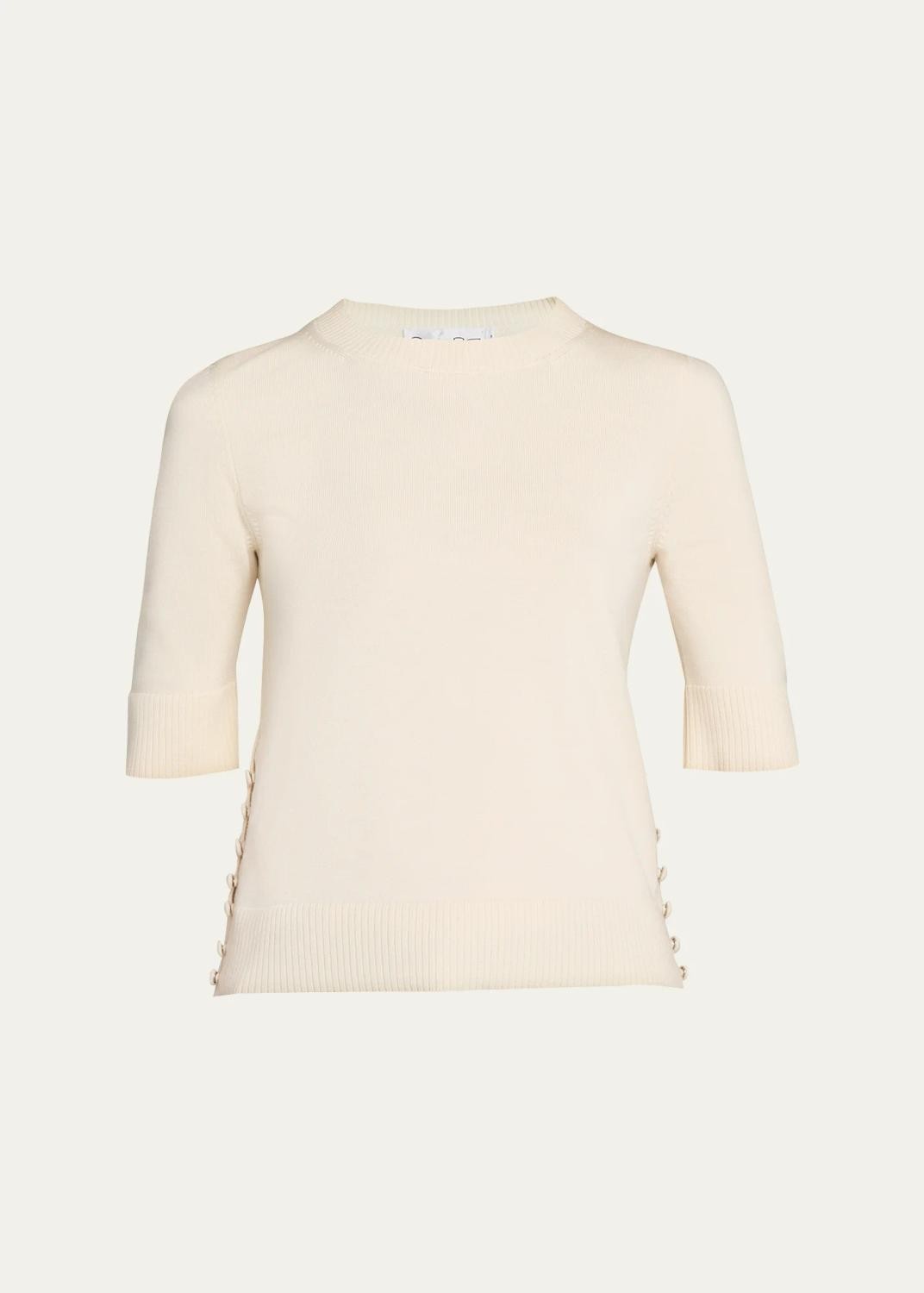Short-Sleeve Button-Side Crewneck Sweater Short-Sleeve Button-Side Crewneck Sweater
