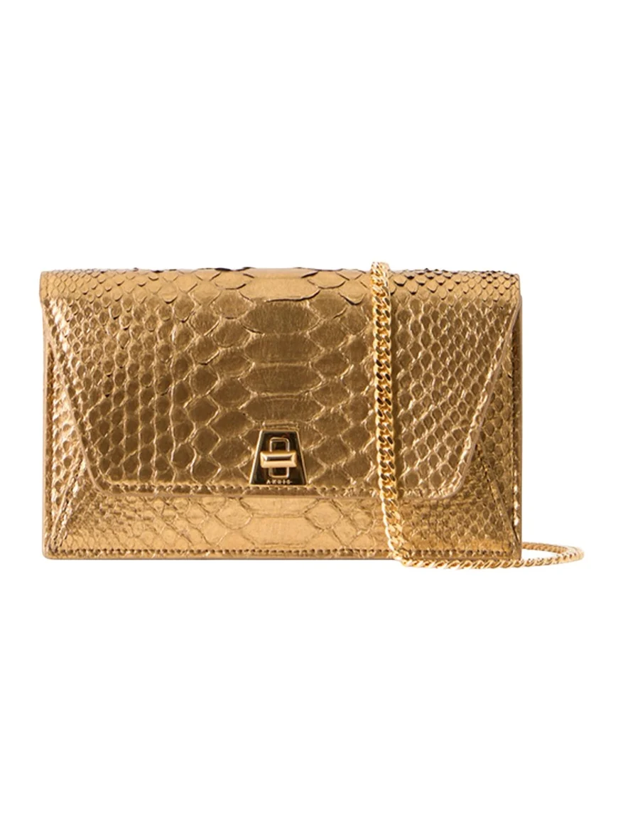 Anouk Metallic Snakeskin Envelope Bag