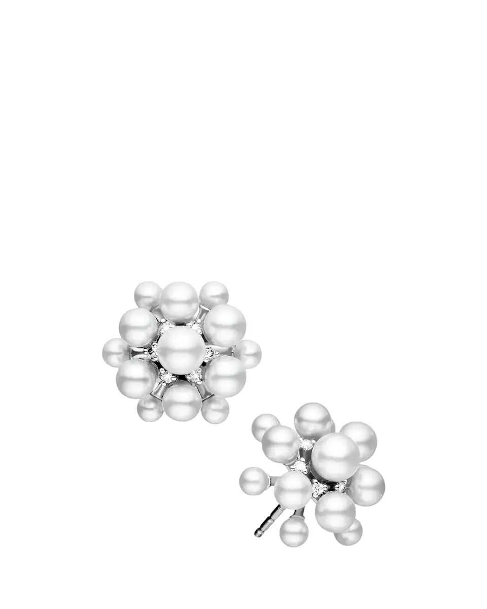 Paul Morelli 18K White Gold Diamond and Pearl Orbit Earrings | Thumbnail 2