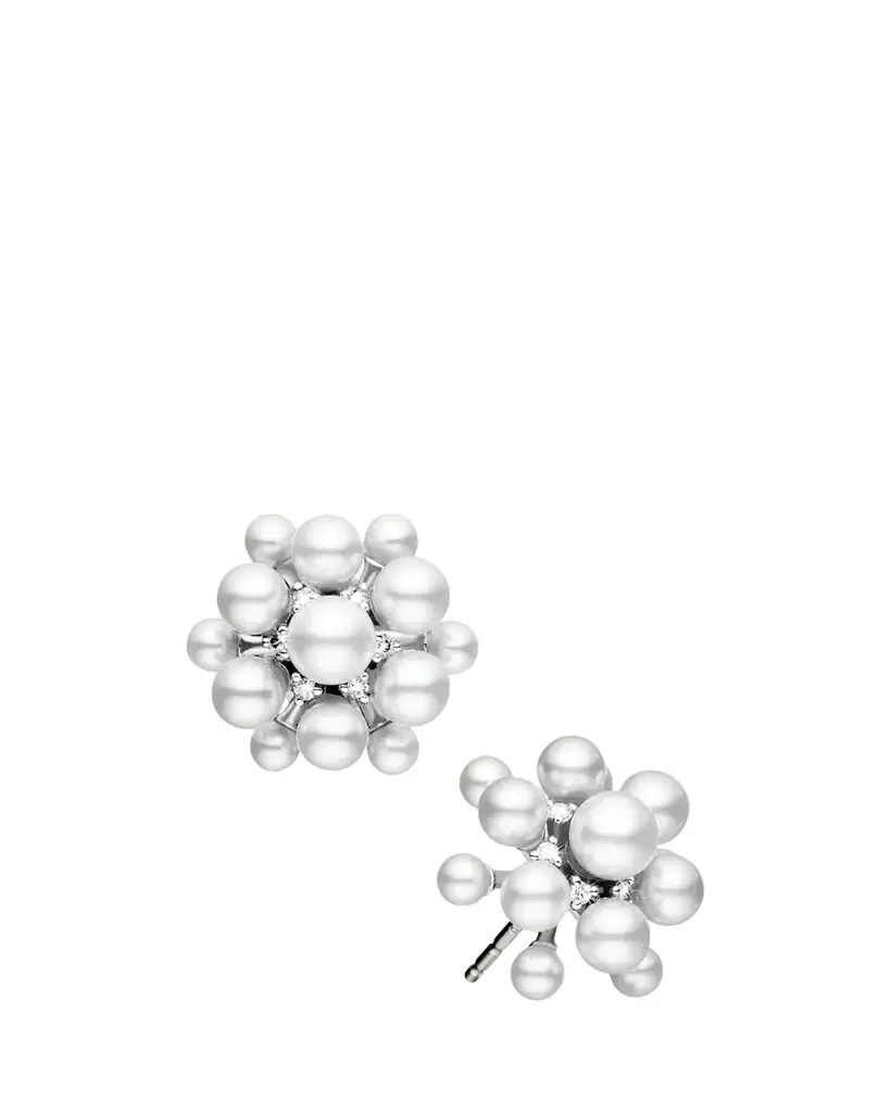 Paul Morelli 18K White Gold Diamond and Pearl Orbit Earrings