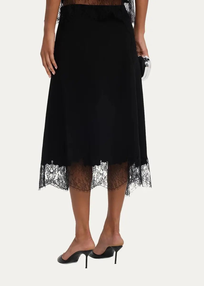 Lafayette 148 New York Lace-Trim Finesse Crepe Midi Skirt | Thumbnail 3