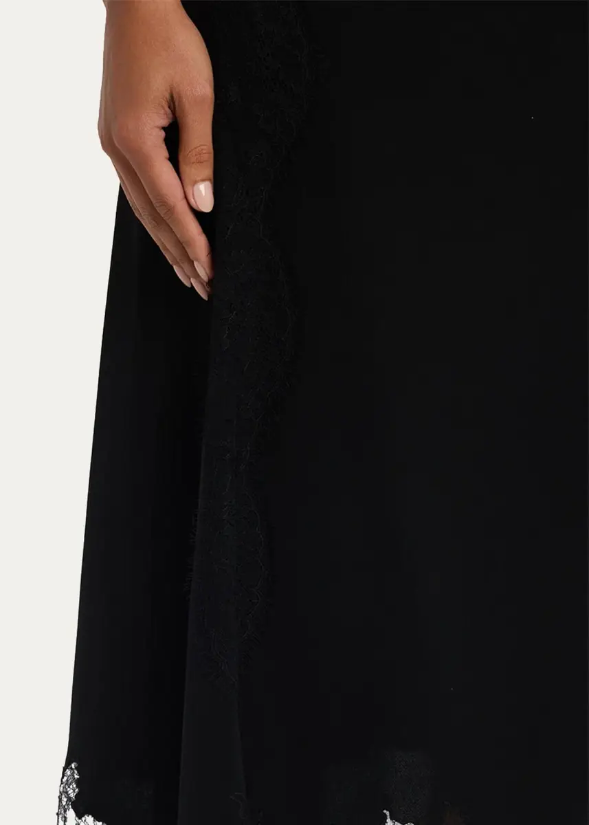 Lafayette 148 New York Lace-Trim Finesse Crepe Midi Skirt | Thumbnail 5