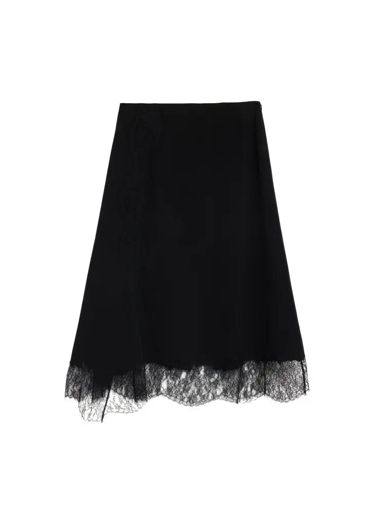 Lafayette 148 New York Lace-Trim Finesse Crepe Midi Skirt