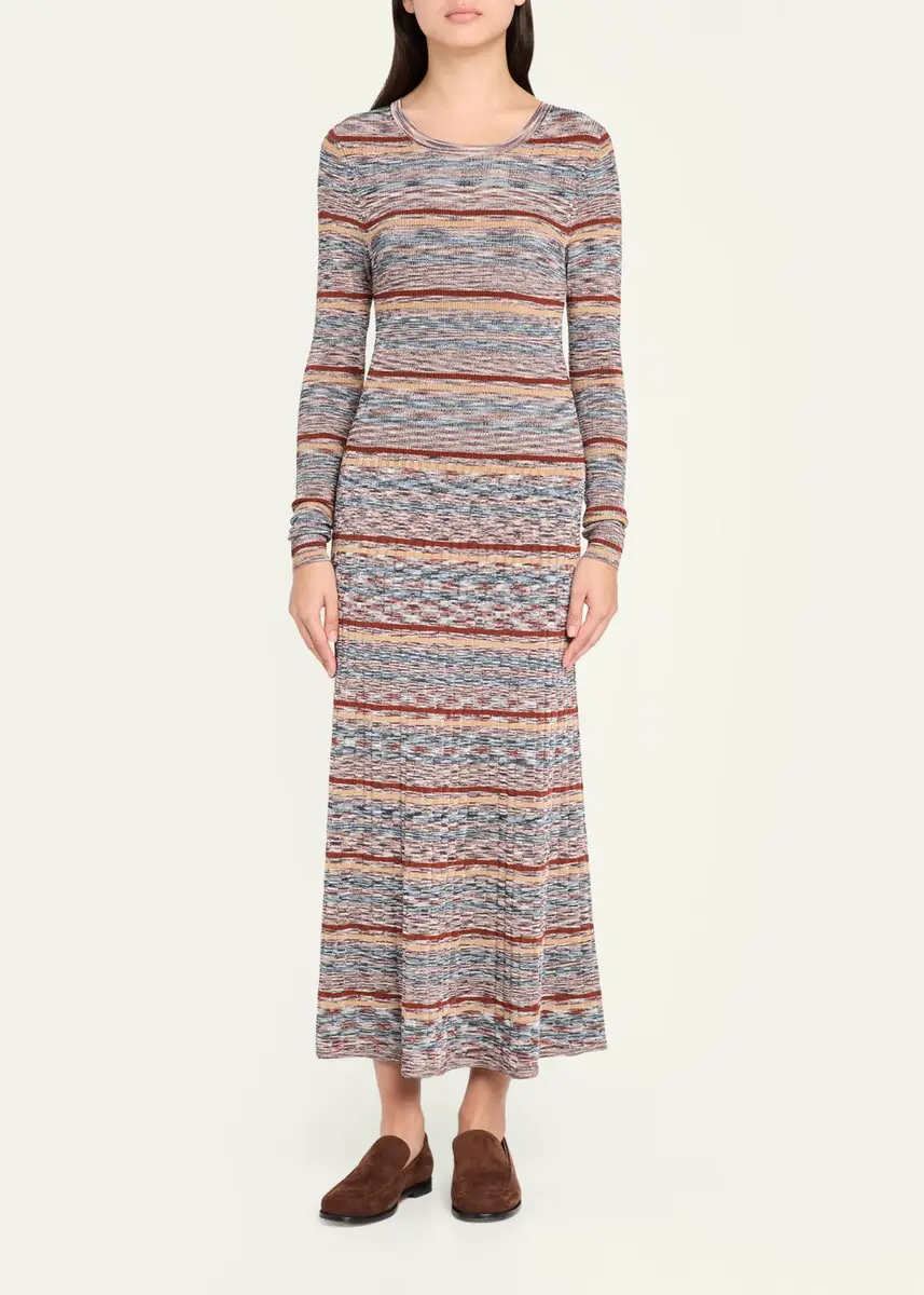 Veronica Beard Nami Striped Rib-Knit Midi-Dress | Thumbnail 2 Veronica Beard Nami Striped Rib-Knit Midi-Dress | Thumbnail 2