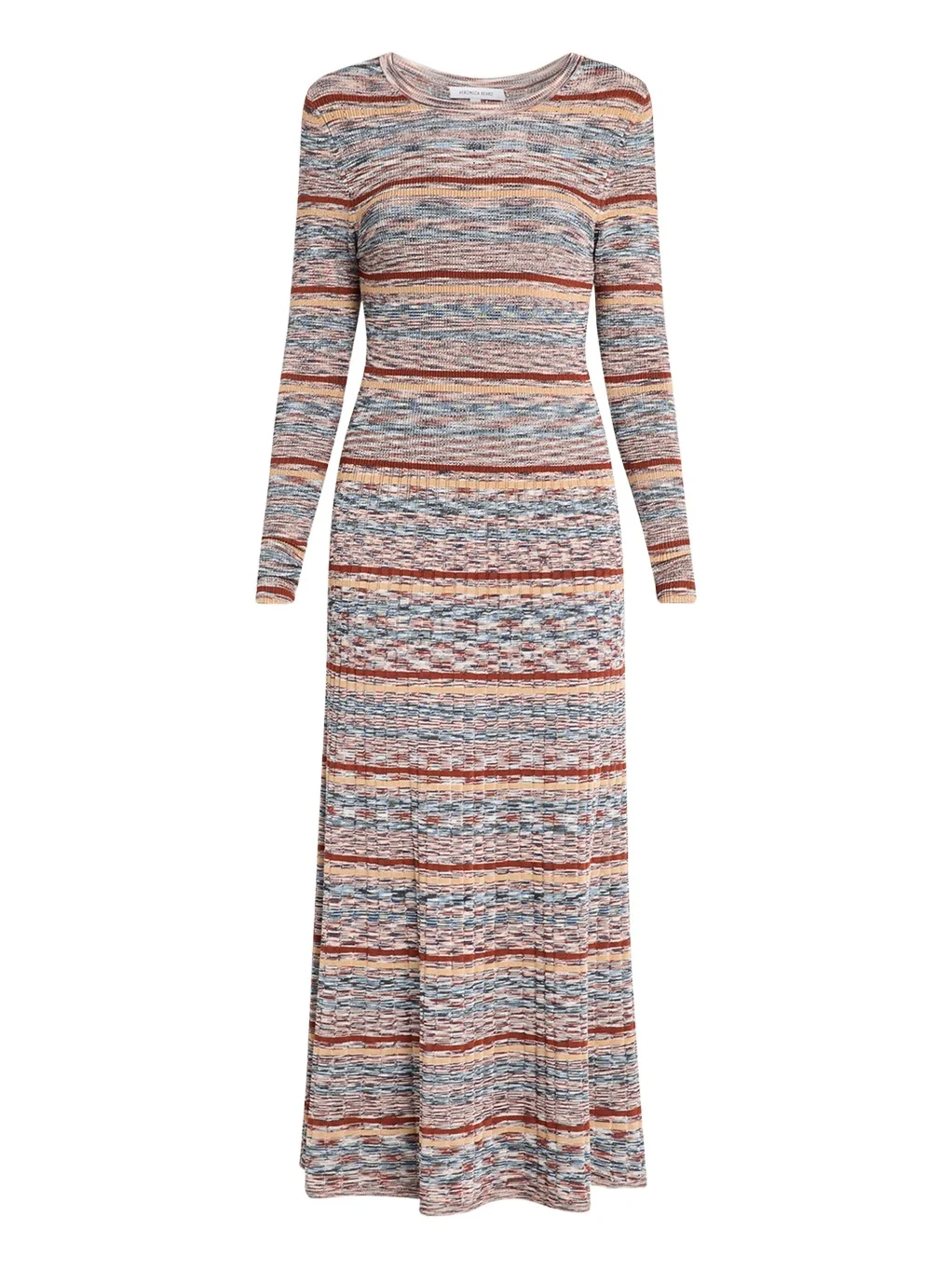 Veronica Beard Nami Striped Rib-Knit Midi-Dress