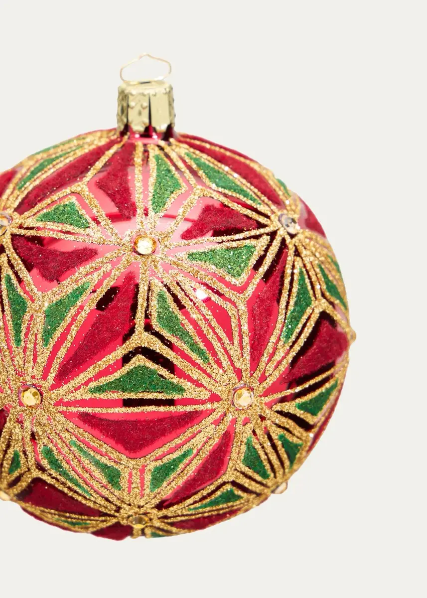Bergdorf Goodman Red & Green Art Deco Ball Christmas Ornament | Thumbnail 2 Bergdorf Goodman Red & Green Art Deco Ball Christmas Ornament | Thumbnail 2