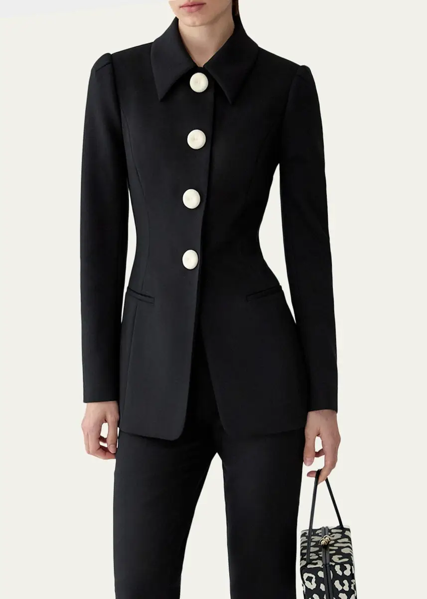 Carolina Herrera Long-Sleeve Stretch Wool Jacket | Thumbnail 4 Carolina Herrera Long-Sleeve Stretch Wool Jacket | Thumbnail 4