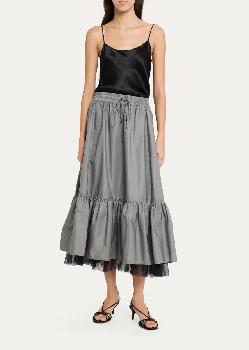 Cinq à Sept Arianne Tiered Drawstring Midi Skirt | Thumbnail 2 Cinq à Sept Arianne Tiered Drawstring Midi Skirt | Thumbnail 2