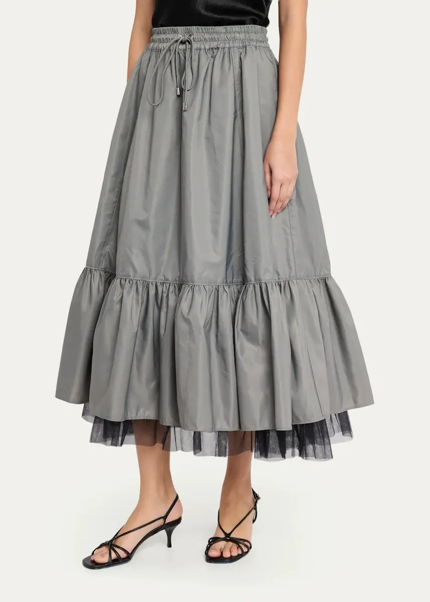 Cinq à Sept Arianne Tiered Drawstring Midi Skirt | Thumbnail 4 Cinq à Sept Arianne Tiered Drawstring Midi Skirt | Thumbnail 4
