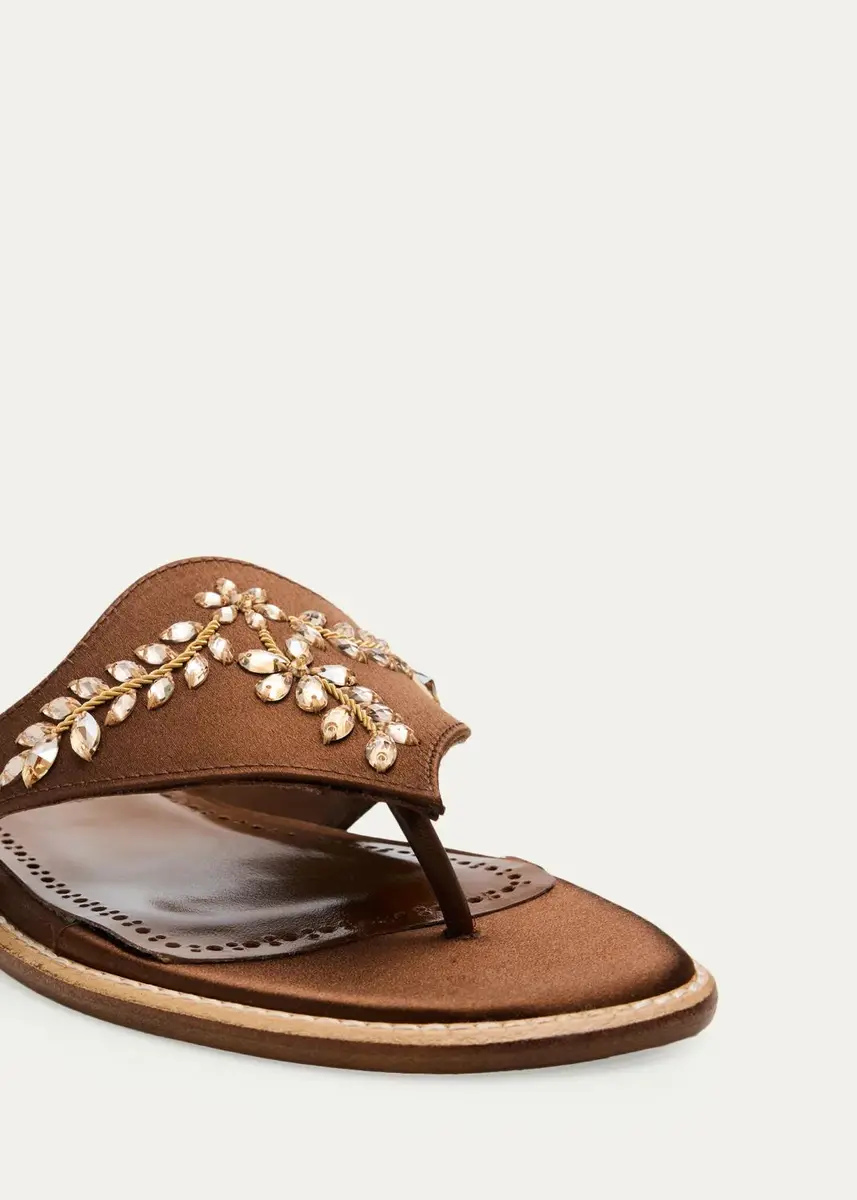 Manolo Blahnik Jewel-Embellished Suede Thong Flat Sandals | Thumbnail 3