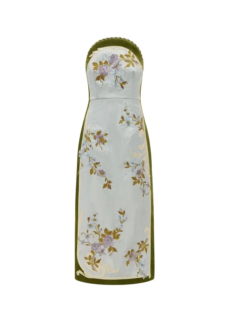 Odessa Floral Linen-Cotton Blend Midi Dress Odessa Floral Linen-Cotton Blend Midi Dress