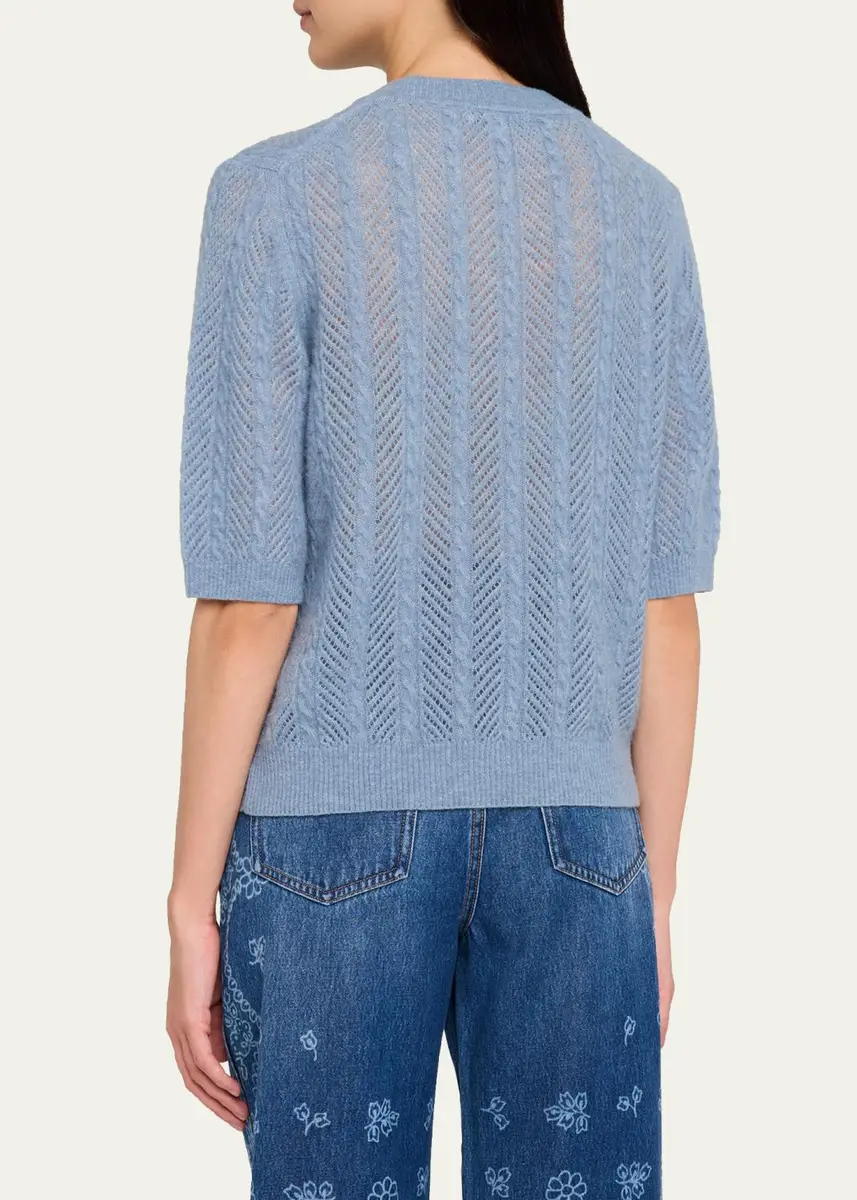 Veronica Beard Shana Cable-Knit Crewneck Sweater | Thumbnail 3 Veronica Beard Shana Cable-Knit Crewneck Sweater | Thumbnail 3