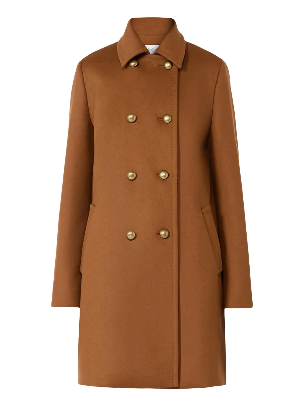 Max Mara Double-Breasted Wool Broadcloth Leather-Trim Coat