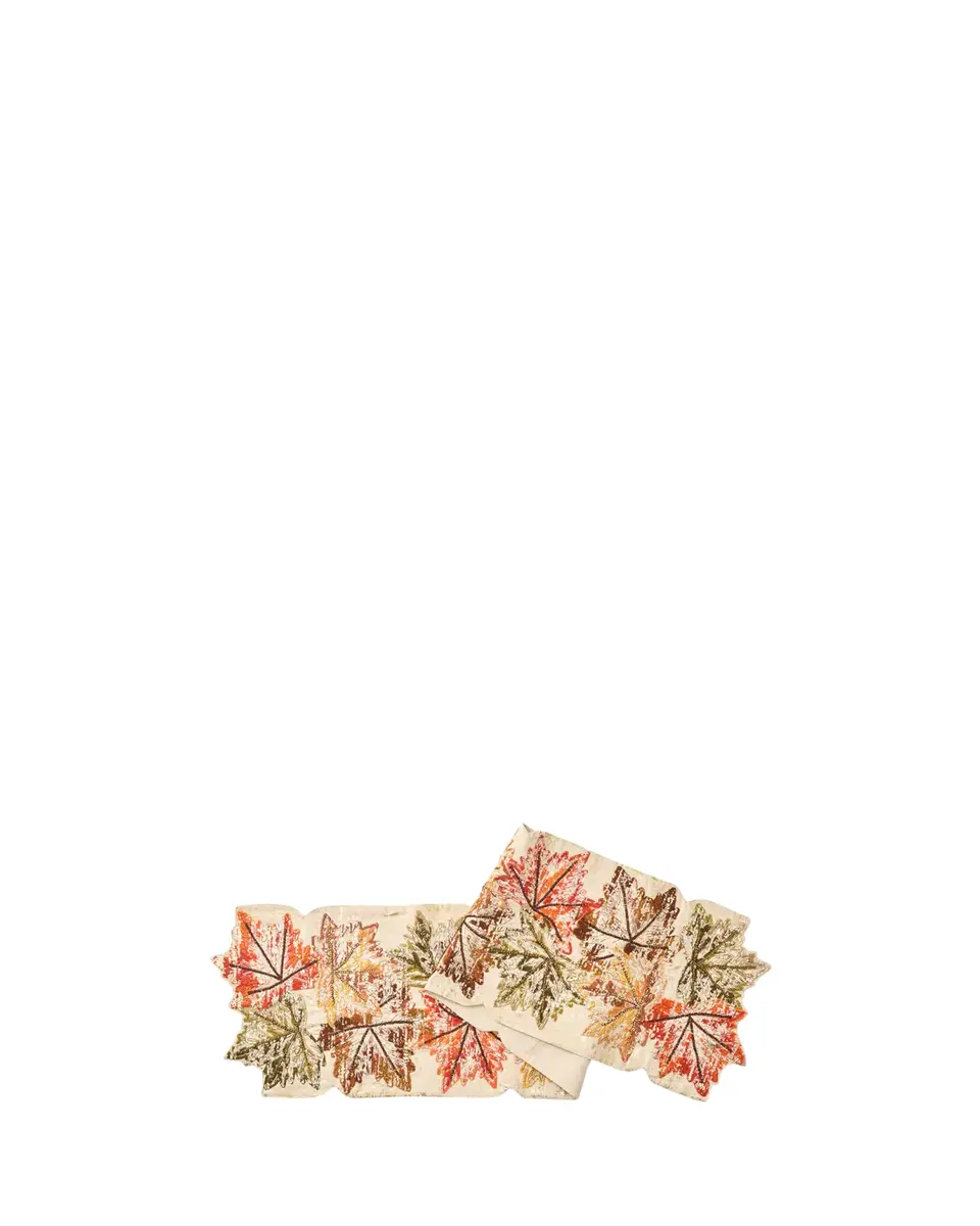 Kim Seybert Ember Leaf Embroidered Table Runner, 15" x 74" | Thumbnail 2 Kim Seybert Ember Leaf Embroidered Table Runner, 15" x 74" | Thumbnail 2