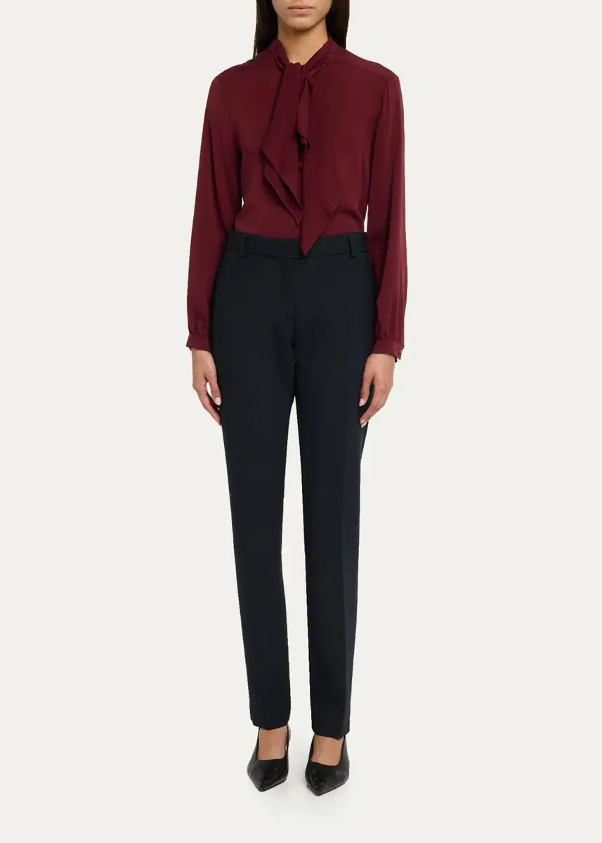 Max Mara Silk Charmeuse Scarf-Neck Button-Down Blouse | Thumbnail 2 Max Mara Silk Charmeuse Scarf-Neck Button-Down Blouse | Thumbnail 2