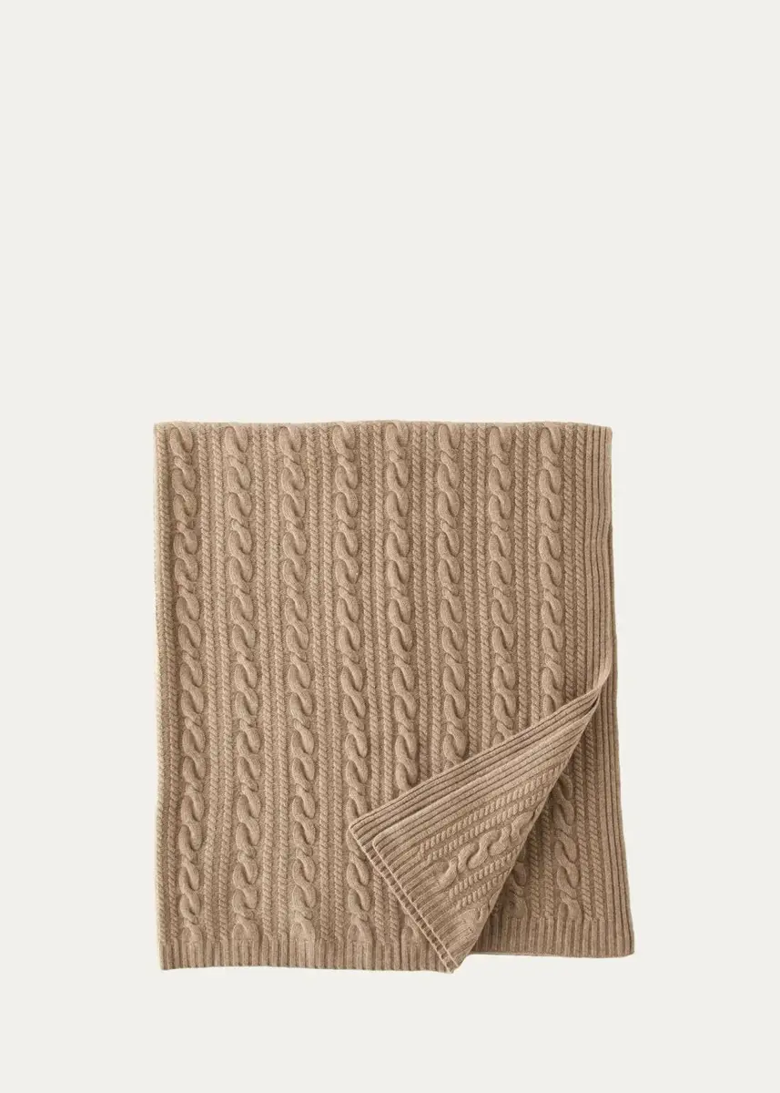 Sofia Cashmere Cable-Knit Cashmere Throw | Thumbnail 3