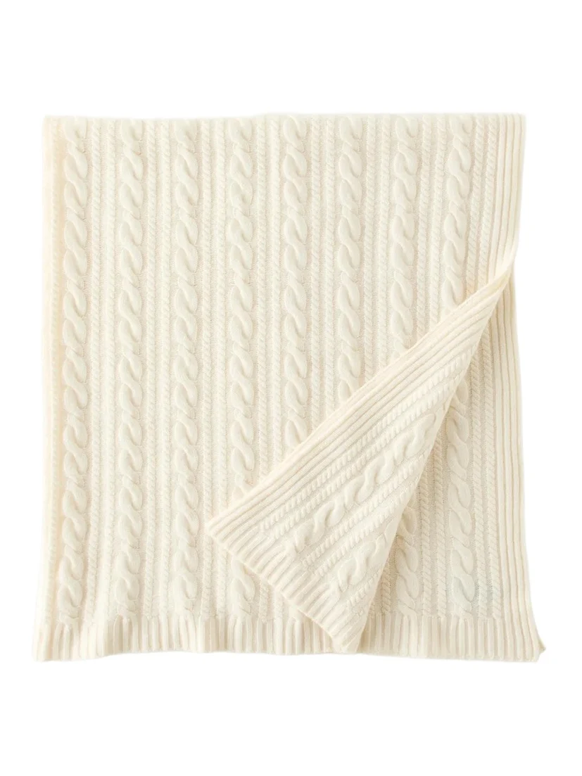 Sofia Cashmere Cable-Knit Cashmere Throw