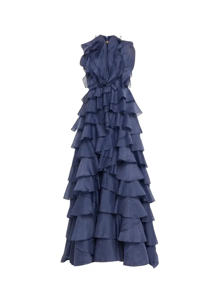 Aje Cleo Strapless Tiered Ruffle Gown