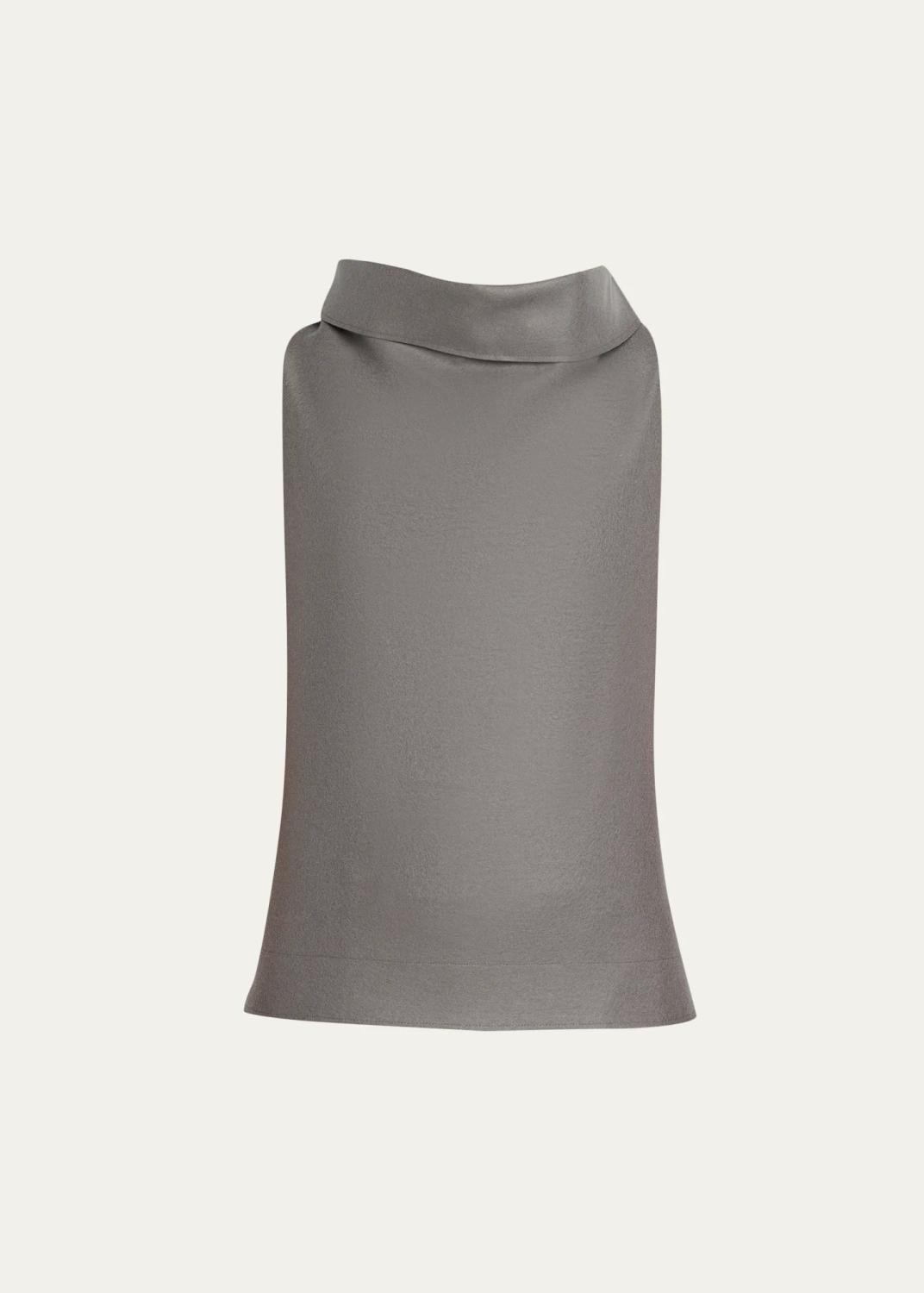 Issey Miyake Wool Draped Cowl-Neck Sleeveless Top