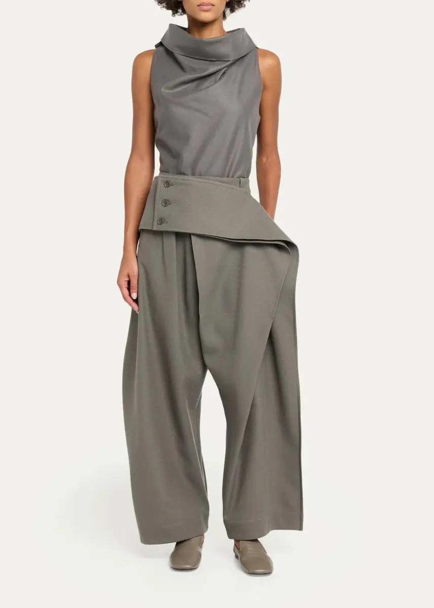 Issey Miyake Wool Draped Cowl-Neck Sleeveless Top | Thumbnail 2