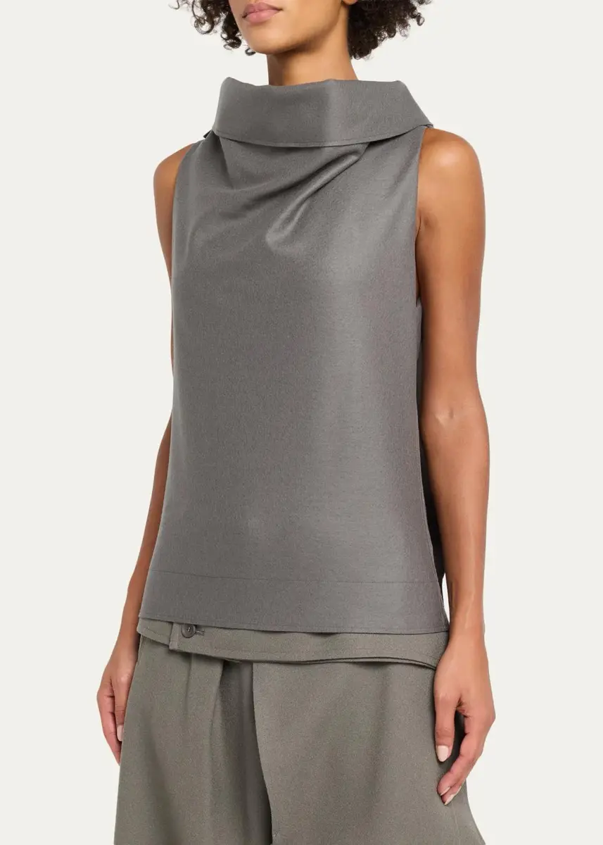 Issey Miyake Wool Draped Cowl-Neck Sleeveless Top | Thumbnail 4