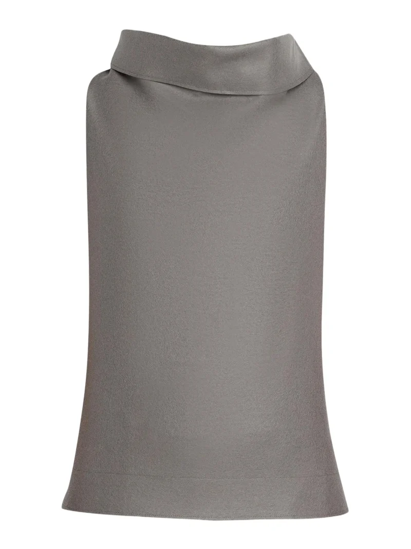 Issey Miyake Wool Draped Cowl-Neck Sleeveless Top