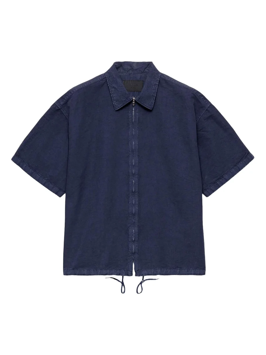 Prada Men's Short-Sleeved Cotton Zip Shirt