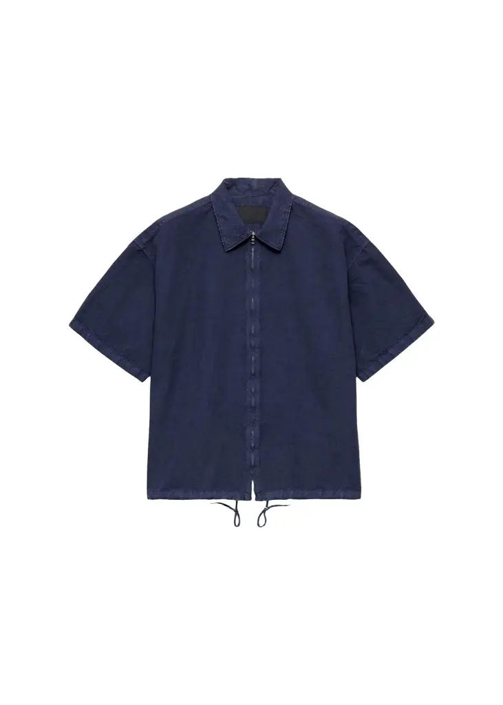 Prada Men's Short-Sleeved Cotton Zip Shirt