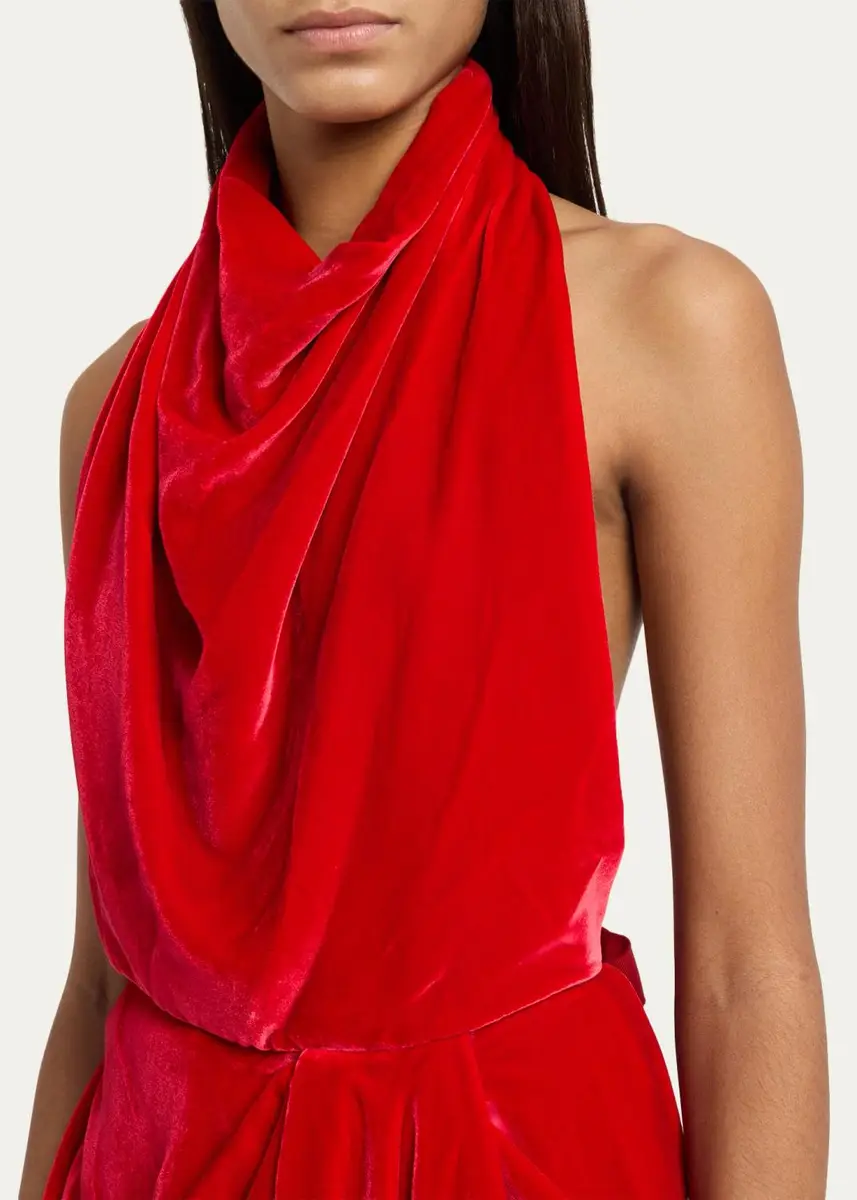 Givenchy Draped Velvet Halter Backless Top | Thumbnail 5