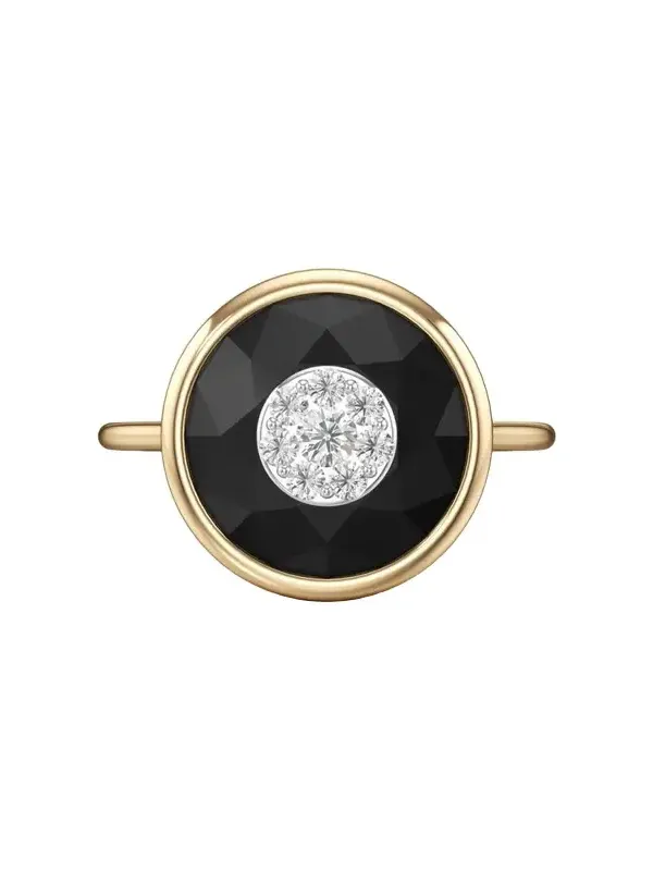 Bhansali One Collection 10mm Ring with Yellow Gold Bezel, Black Onyx