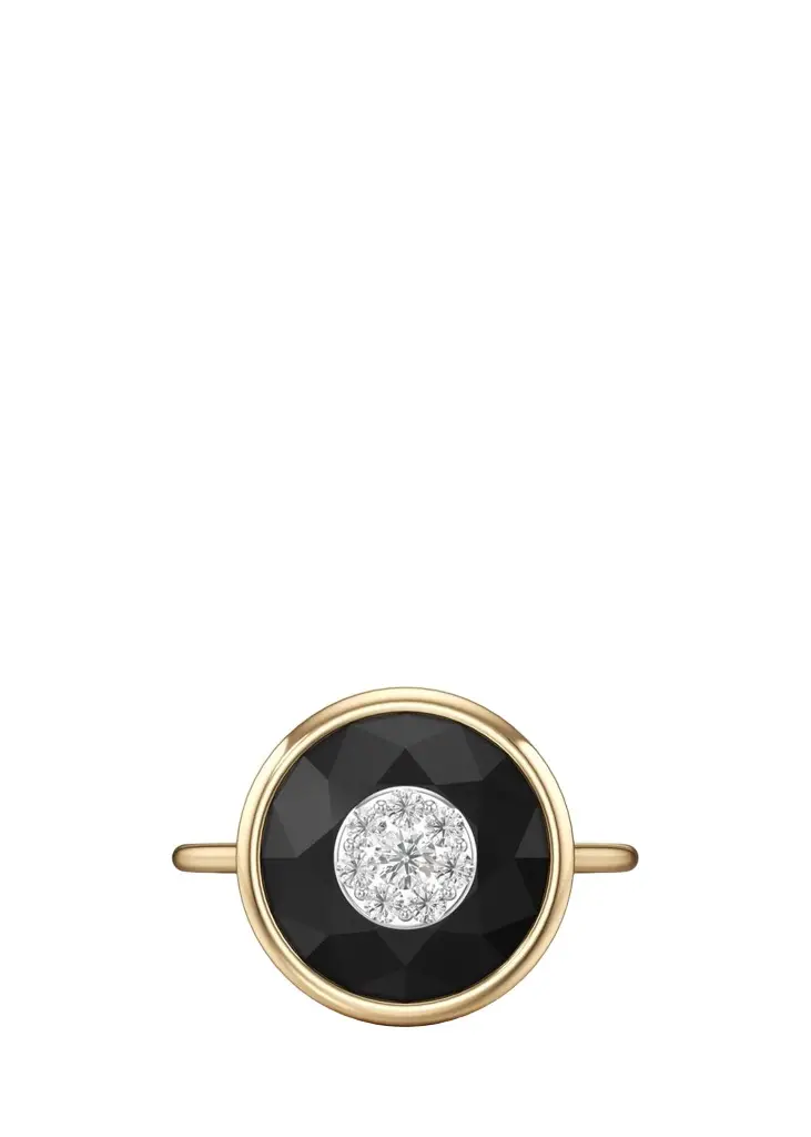 One Collection 10mm Ring with Yellow Gold Bezel, Black Onyx One Collection 10mm Ring with Yellow Gold Bezel, Black Onyx