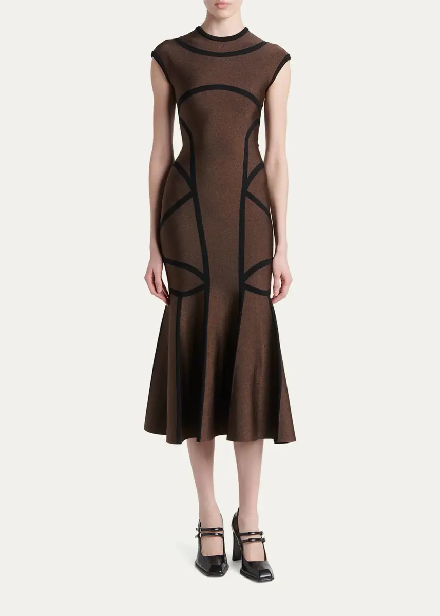 Alexander McQueen Geometric Trumpet Midi Dress | Thumbnail 2